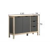 Kummut LATERNA tumehall / tamm, 110x39xH79 cm