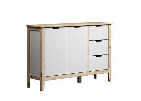 Kummut LATERNA valge / tamm, 110x39xH79 cm