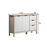 Kummut LATERNA valge / tamm, 110x39xH79 cm