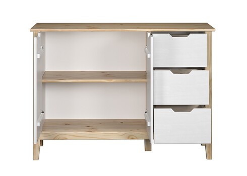 Kummut LATERNA valge / tamm, 110x39xH79 cm