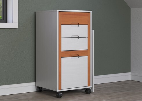 Kirjutuslauakomplekt OSTRA valge / meepruun, 51-122x47xH96 cm