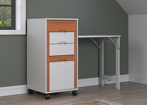 Kirjutuslauakomplekt OSTRA valge / meepruun, 51-122x47xH96 cm