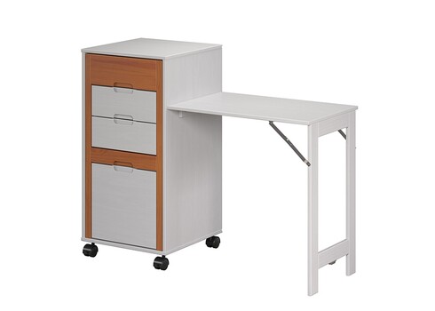 Kirjutuslauakomplekt OSTRA valge / meepruun, 51-122x47xH96 cm