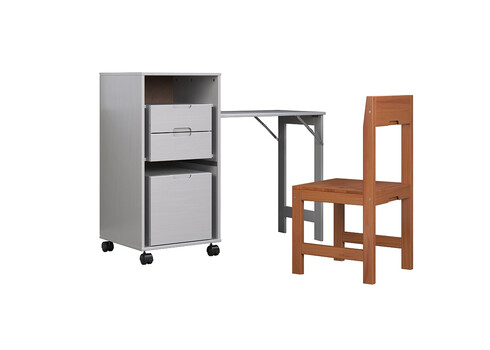 Kirjutuslauakomplekt OSTRA valge / meepruun, 51-122x47xH96 cm