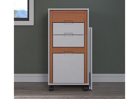 Kirjutuslauakomplekt OSTRA valge / meepruun, 51-122x47xH96 cm