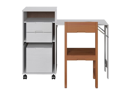 Kirjutuslauakomplekt OSTRA valge / meepruun, 51-122x47xH96 cm