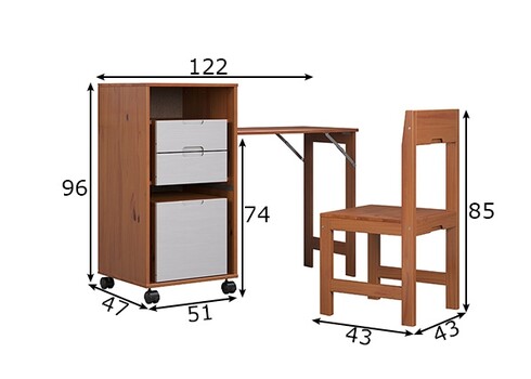Kirjutuslauakomplekt OSTRA meepruun / valge, 51-122x47xH96 cm