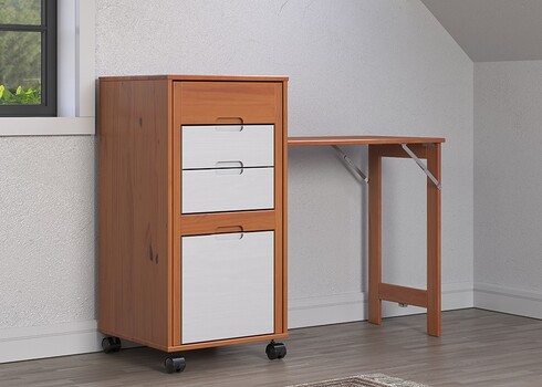 Kirjutuslauakomplekt OSTRA meepruun / valge, 51-122x47xH96 cm