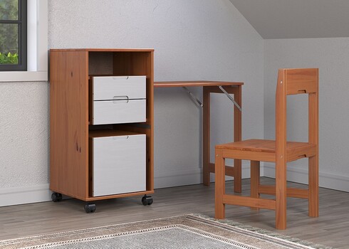 Kirjutuslauakomplekt OSTRA meepruun / valge, 51-122x47xH96 cm