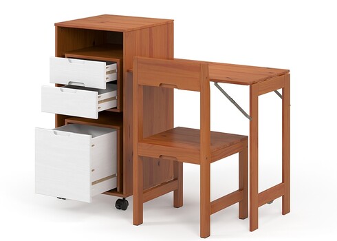 Kirjutuslauakomplekt OSTRA meepruun / valge, 51-122x47xH96 cm