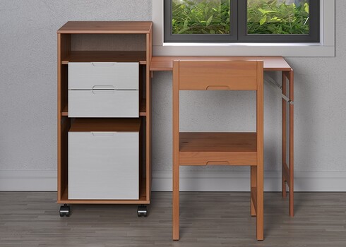 Kirjutuslauakomplekt OSTRA meepruun / valge, 51-122x47xH96 cm