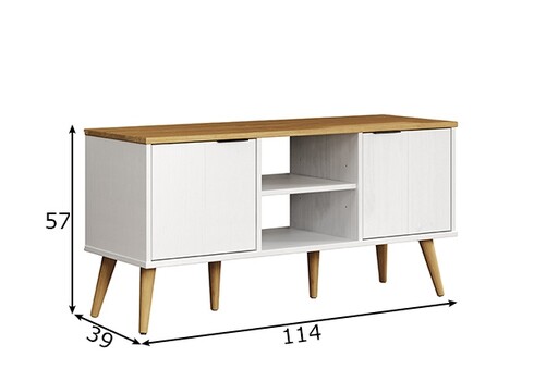 Tv-alus PATERNO valge / tamm, 114x39xH57 cm