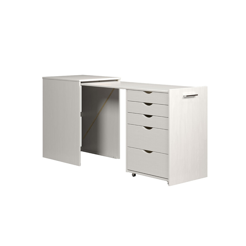 Pikendatav kirjutuslaud VOLTERRA valge, 57x164x50xH77 cm