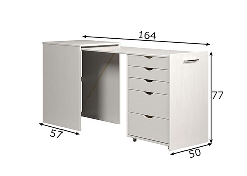 Pikendatav kirjutuslaud VOLTERRA valge, 57x164x50xH77 cm