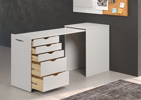 Pikendatav kirjutuslaud VOLTERRA valge, 57x164x50xH77 cm