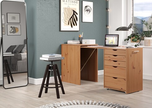 Pikendatav kirjutuslaud VOLTERRA meepruun, 57-164x50xH77 cm