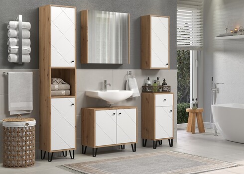 Vannitoakapp TOUCH tamm / valge, 36x29xH191 cm