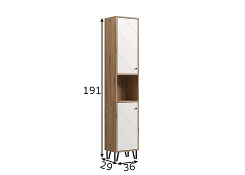 Vannitoakapp TOUCH tamm / valge, 36x29xH191 cm