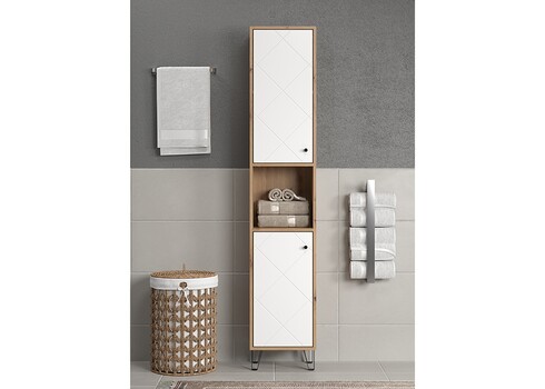 Vannitoakapp TOUCH tamm / valge, 36x29xH191 cm