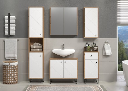 Valamukapp TOUCH tamm / valge, 69x33xH61 cm