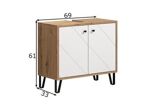 Valamukapp TOUCH tamm / valge, 69x33xH61 cm