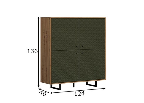 Kapp SENTRA tumeroheline / tamm, 124x40xH136 cm