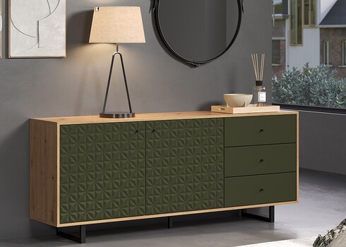 Kummut SENTRA tumeroheline / tamm, 183x40xH75 cm