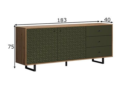 Kummut SENTRA tumeroheline / tamm, 183x40xH75 cm