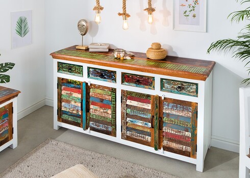 Kummut JAKARTA valge / pruun, 160x45xH92 cm