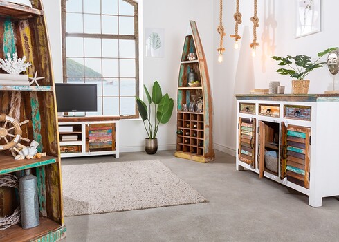 Kummut JAKARTA valge / pruun, 160x45xH92 cm