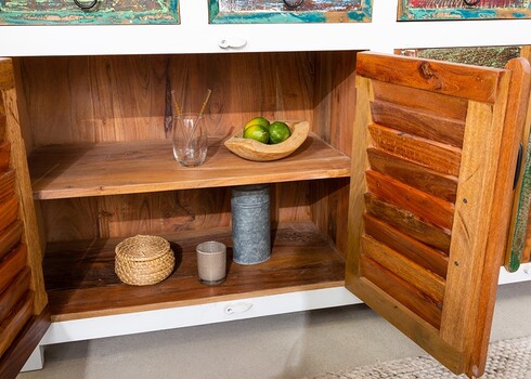 Kummut JAKARTA valge / pruun, 160x45xH92 cm