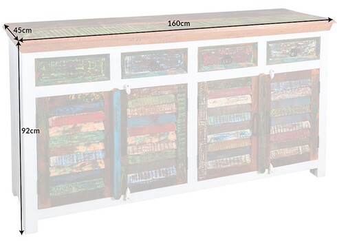 Kummut JAKARTA valge / pruun, 160x45xH92 cm