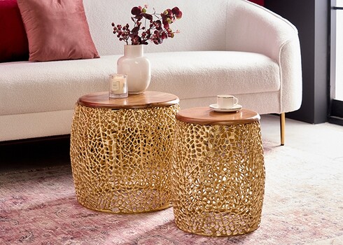 Abilaudade komplekt LEAF kuldne / akaatsia, 2 tk