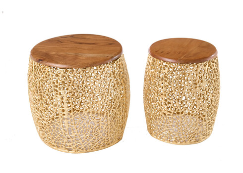 Abilaudade komplekt LEAF kuldne / akaatsia, 2 tk