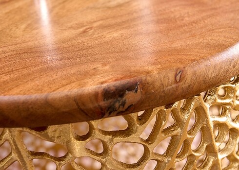 Diivanilaud LEAF kuldne / akaatsia, 73x73xH32 cm