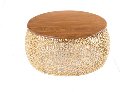 Diivanilaud LEAF kuldne / akaatsia, 73x73xH32 cm