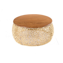 Diivanilaud LEAF kuldne / akaatsia, 73x73xH32 cm