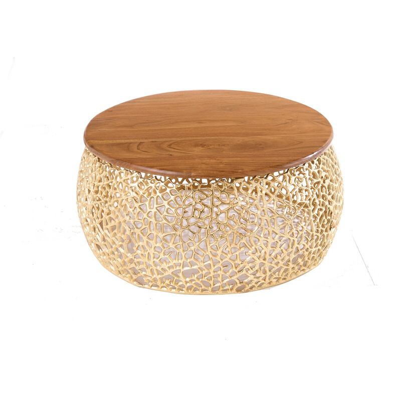 Diivanilaud LEAF kuldne / akaatsia, 73x73xH32 cm