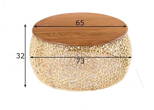 Diivanilaud LEAF kuldne / akaatsia, 73x73xH32 cm