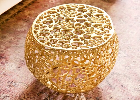 Diivanilaud LEAF kuldne, 53x53xH38 cm