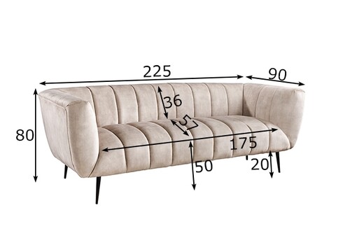 Diivan NOBLESSE beež, 225x90xH80 cm