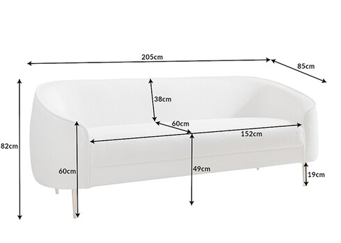 Diivan DIVA valge, 205x85xH82 cm