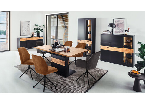 Pikendatav söögilaud CESENA must / tamm, 180-280x100xH77 cm