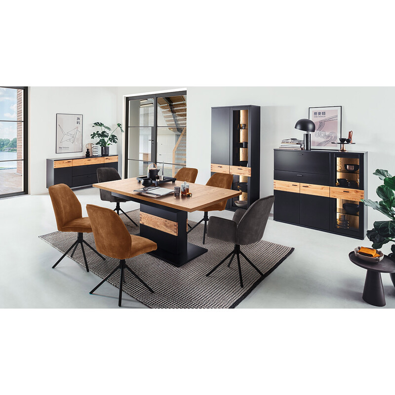 Pikendatav söögilaud CESENA must / tamm, 180-280x100xH77 cm