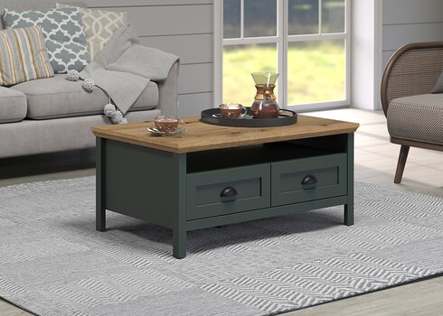 Diivanilaud STANTON roheline / tamm, 101x60xH45 cm