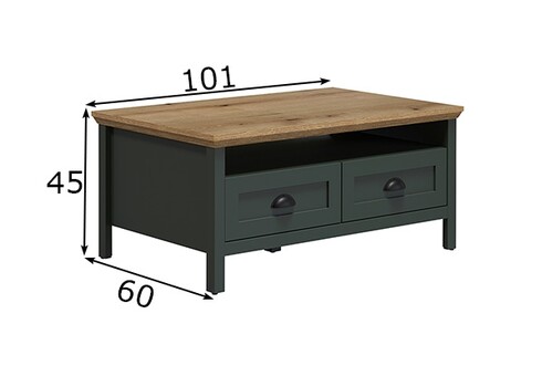 Diivanilaud STANTON roheline / tamm, 101x60xH45 cm