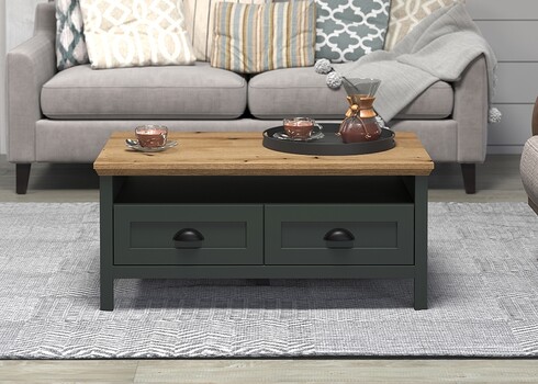 Diivanilaud STANTON roheline / tamm, 101x60xH45 cm