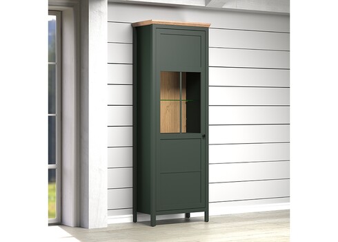 Vitriinkapp STANTON roheline / tamm, 69x39xH198 cm