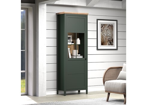 Vitriinkapp STANTON roheline / tamm, 69x39xH198 cm