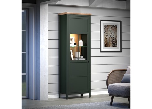 Vitriinkapp STANTON roheline / tamm, 69x39xH198 cm